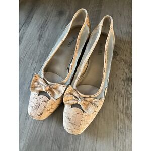 Vtg Van Eli Women's Flats Shoes Cork-look Vero Cuoio Real Leather Sole Sz 11 N‎